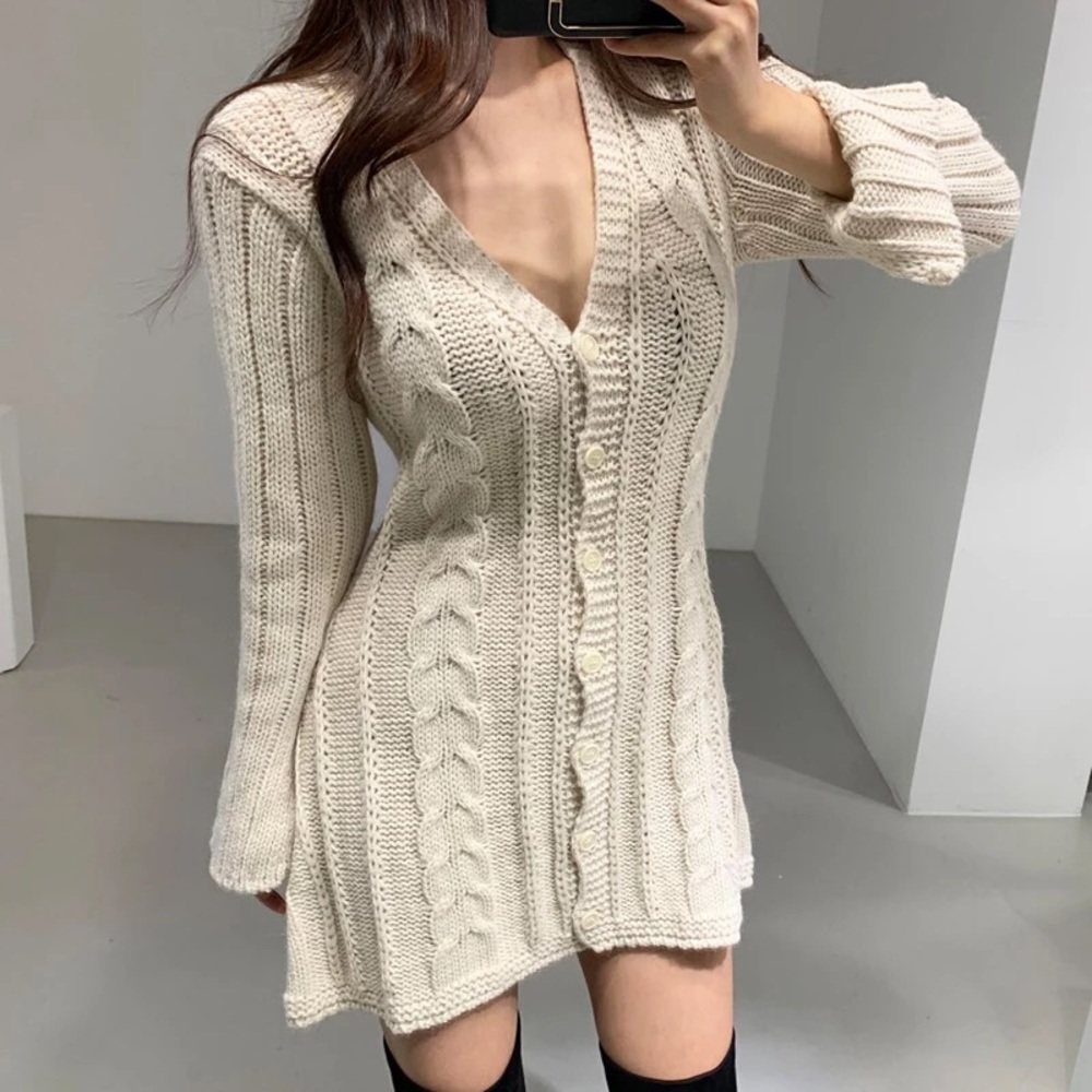 Dress cardigan sweater braid twist knit sexy women - Picture 1 of 6